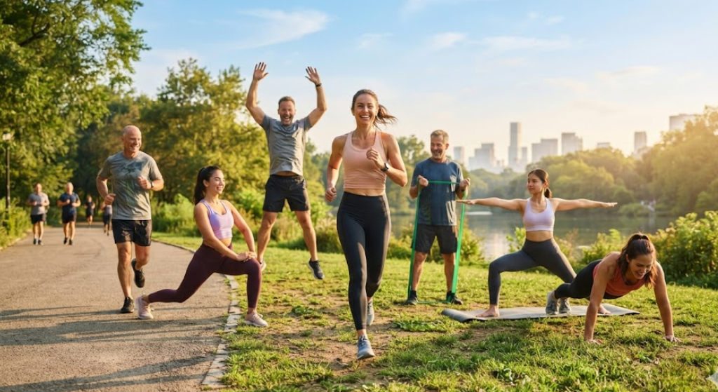 Daily exercise through walking for long-term health and disease prevention.