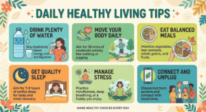 Daily healthy habits for improving metabolism, energy, and overall wellness.