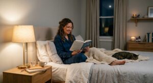 Healthy bedtime routine with a consistent sleep schedule for better sleep.