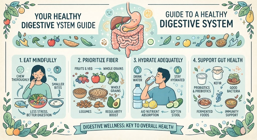 Proper hydration supporting a healthy digestive system and gut function.