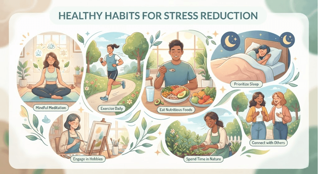 Daily healthy habits that help reduce stress and improve well-being.