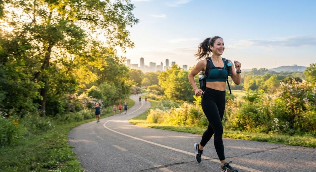 Healthy lifestyle habit of daily walking for physical and mental wellness.