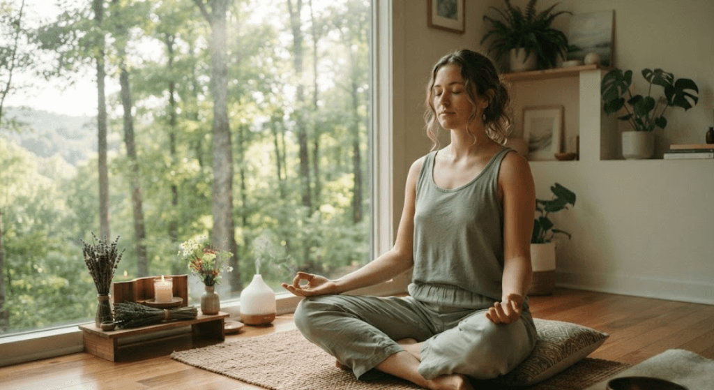 Meditation practice supporting mental wellness and stress reduction.