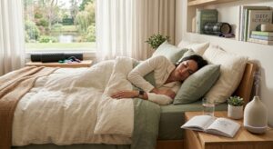Daily exercise and healthy habits supporting quality sleep and wellness.