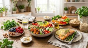 Low-sodium foods and herbs supporting healthy blood pressure naturally.