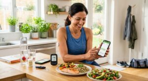 Healthy blood sugar management with balanced nutrition, whole foods, regular exercise, and diabetes-friendly meals.