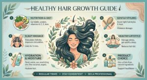 Drinking enough water to keep hair follicles hydrated and support healthy hair growth.