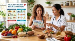 Drinking water and eating heart-healthy foods to support normal blood pressure.