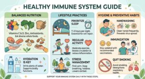 Drinking enough water to support hydration, lymphatic function, and immune health.