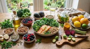 Broccoli, cabbage, kale, and garlic supporting healthy liver function and natural detox.
