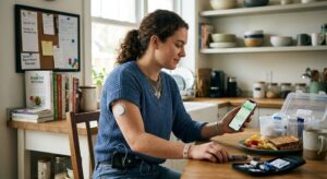 Living with Type 1 diabetes through insulin therapy, healthy eating, regular physical activity, blood sugar monitoring, and ongoing medical care.