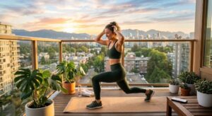 Morning stretching and light exercise to improve flexibility and boost energy.