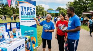 : Type 2 diabetes awareness promoting early diagnosis, healthy lifestyle habits, blood sugar monitoring, and long-term diabetes prevention.