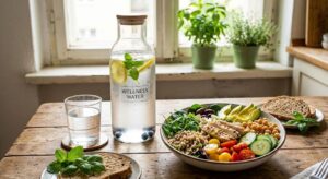 Drinking clean water to support kidney function and natural body detoxification.